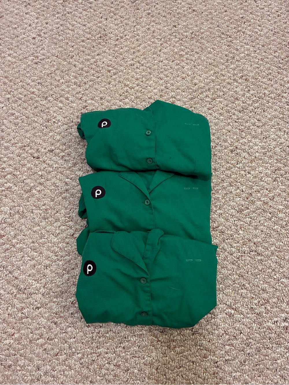 Pack of 3 Green Short-Sleeve Polo Tee - Work Top